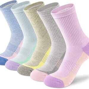 Crew Socks Women Athletic Hiking Running Cushioned Compression Socks 3-5 Pairs